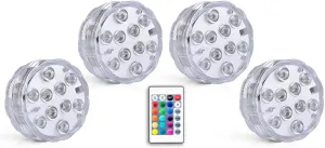 Bathroom Lights Wireless Battery Operated, Waterproof Led Glow Light for Bath Shower Spa Vanity Lamp, for Over Mirror Wall Ceiling Lights, RGB Multi Color Remote Controlled, 4pcs