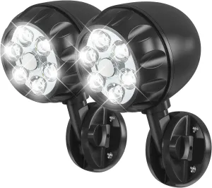 Battery Motion Sensor Light Outdoor, 600 LM Battery Operated Motion Lights Outdoor 6 LEDs 400sqft, 6000K Auto On Off 360° Adjustable Battery Flood Lights Outdoor Waterproof, 2 Pack, Black