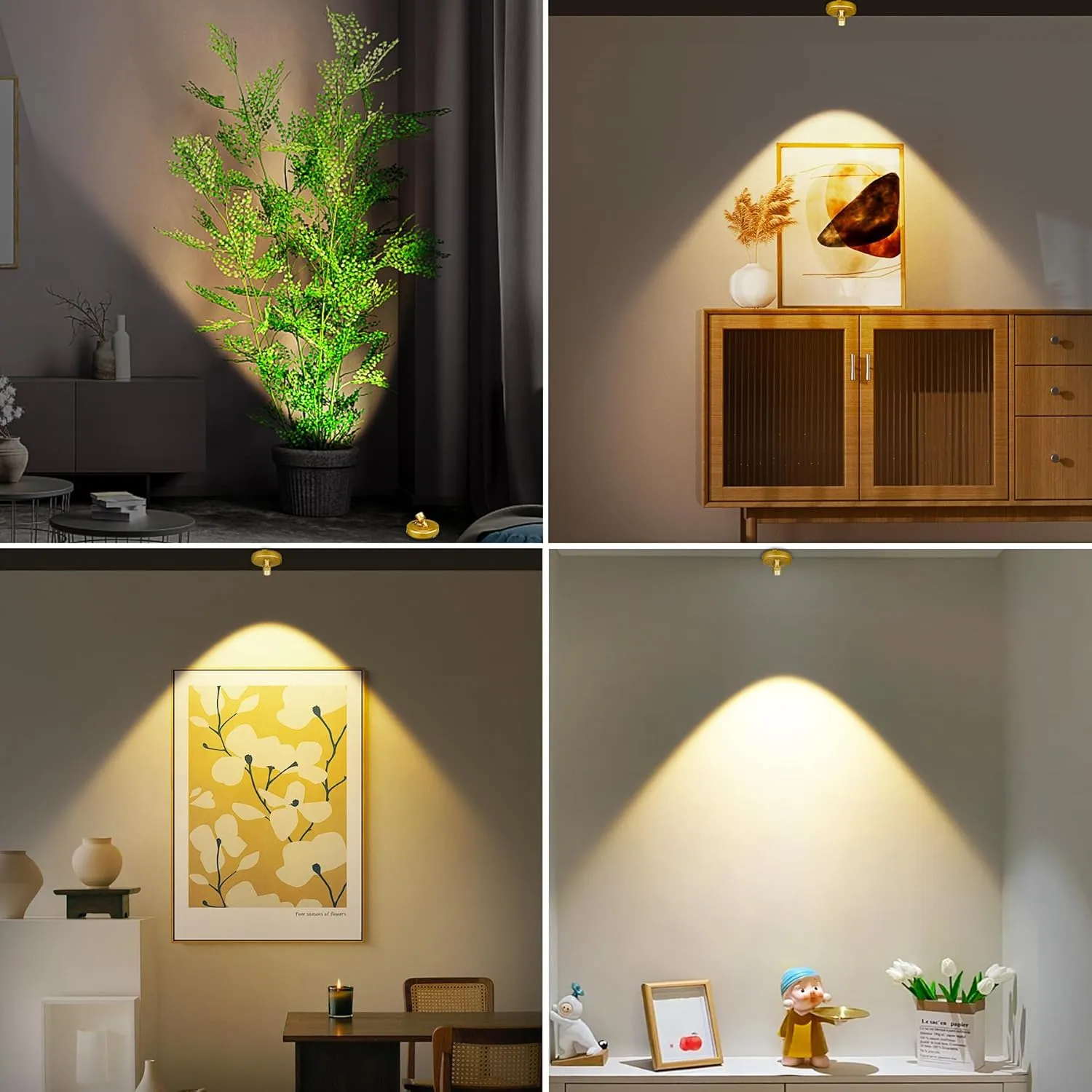 Battery Spotlight Plant Lighting for Tree Indoor with Remote,Wireless Picture Light Painting Light Uplight Downlight,Led Art Display Accent Light for Wall, Puck Lights for Plants Dartboard