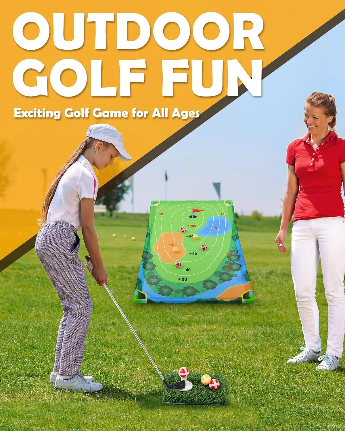 Battle Golf Chipping Game,Golf Chip and Practice Set with Stick Ball&Dart for Backyard Indoor