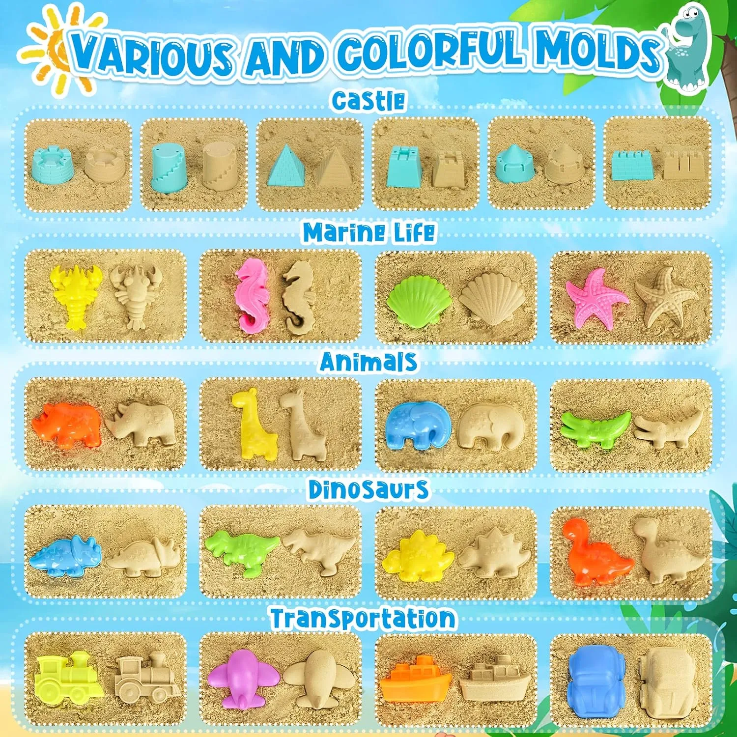 Beach Toys, 31Pcs Sand Toys with 2 Construction Vehicle and 2 Collapsible Beach Bucket, Sand Castle Building Kit, Sand Molds, Shovel Set, Mesh Bag, Summer Toys for Kids Ages 4-8