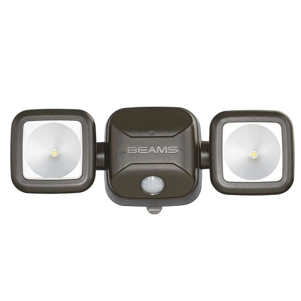 Beams MB3000 High Performance 500 Lumen Wireless Battery Powered Motion Sensing LED Dual Head Security Spotlight, Brown, 1-Pack