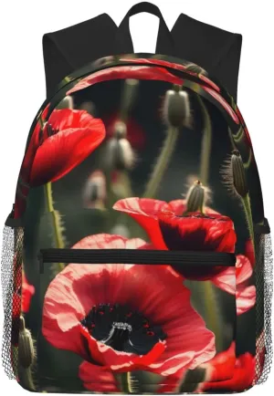 Beautiful Red Poppy Flower Print Comfortable Backpack,Your Essential Casual Travel Bag For Outdoor Adventures