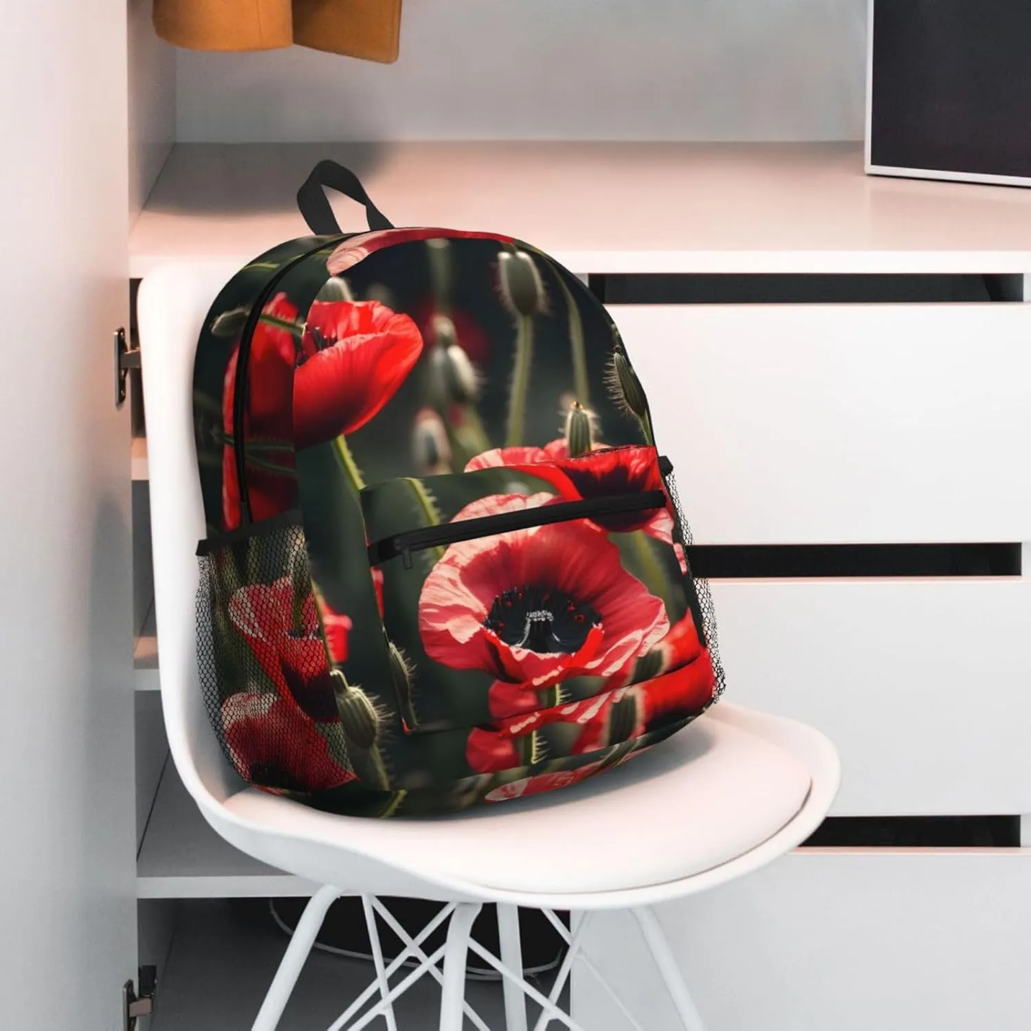 Beautiful Red Poppy Flower Print Comfortable Backpack,Your Essential Casual Travel Bag For Outdoor Adventures