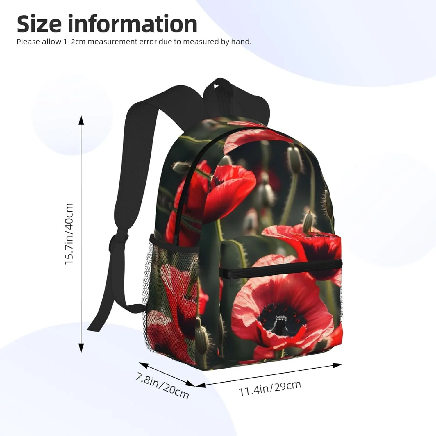 Beautiful Red Poppy Flower Print Comfortable Backpack,Your Essential Casual Travel Bag For Outdoor Adventures