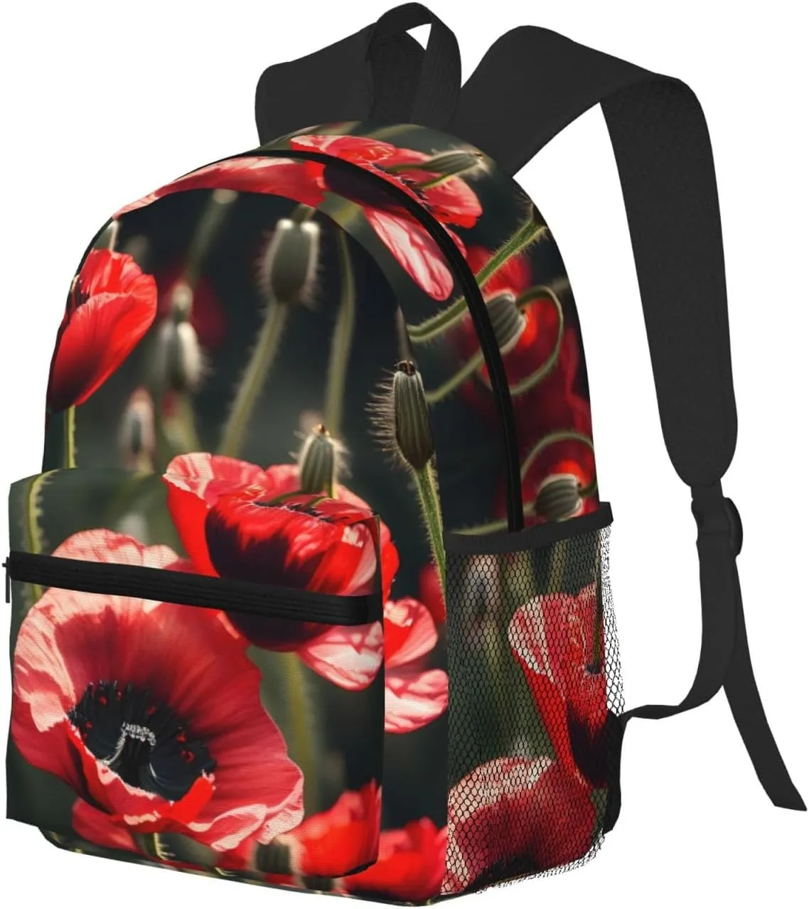 Beautiful Red Poppy Flower Print Comfortable Backpack,Your Essential Casual Travel Bag For Outdoor Adventures