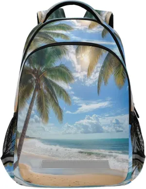 Beautiful Tropical Beach Design Waterproof Backpack - Casual Outdoor Sports Daypack with Ergonomic Shoulder Straps#75