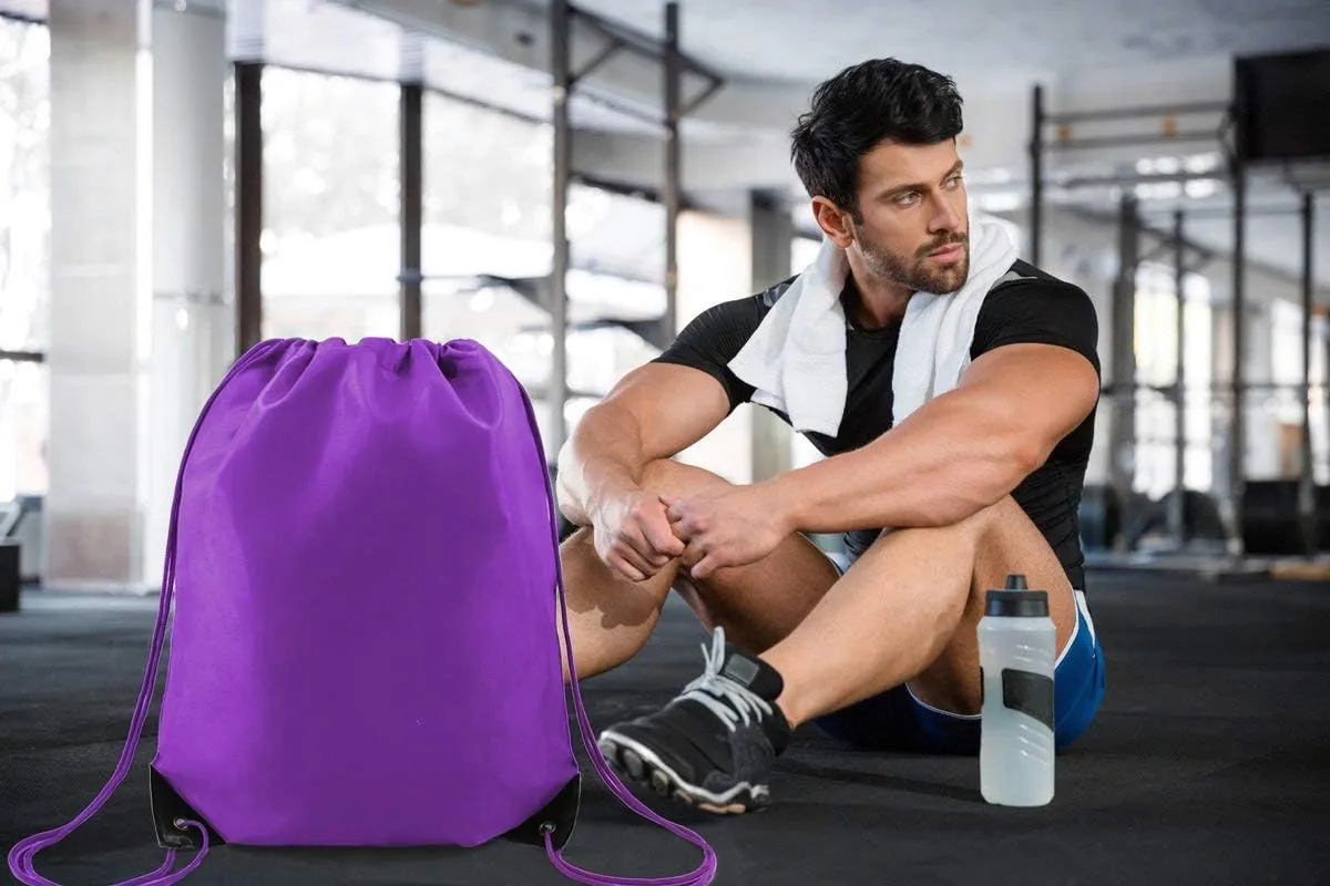 BeeGreen 20 Pieces Purple Cinch Backpack Large Durable Christmas Drawstring Gym Sack Bag Multipurpose Personalized String Backpack Bulk for Men Women