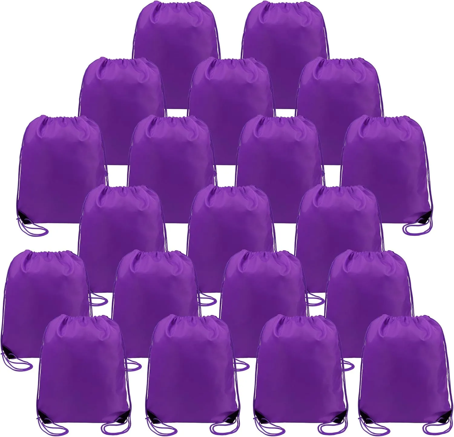 BeeGreen 20 Pieces Purple Cinch Backpack Large Durable Christmas Drawstring Gym Sack Bag Multipurpose Personalized String Backpack Bulk for Men Women