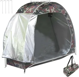 Bike Tent, UV-Proof Waterproof Oxford Portable Bike Storage Tent Built-in Pockets and Ventilation Windows for Outside Storage
