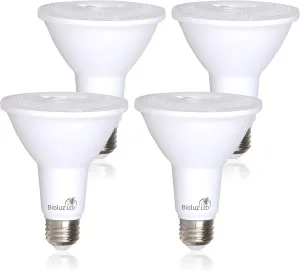 Bioluz LED 4 Pack PAR38 LED Light Bulb 90 CRI 12W = 100-120 Watt Replacement, Soft White 3000K, Dimmable Light Bulbs Flood Lights Outdoor/Indoor UL Listed Light Bulbs Title 20 High Efficacy LED Bulbs