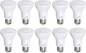 Bioluz LED Light Bulb BR20 Light Bulbs 2700K Bright Warm White LED Bulbs 6W=50W Replacement 90 CRI 540 Lumen Indoor/Outdoor UL Listed CEC Title 20 Compliant Home Decor LED Lights for Bedroom - 10 Pack
