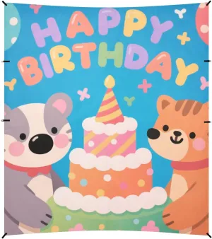 Birthday s Cartoon Colorful Foldable Beach Tent UPF50 Water-Resistant Sun Shelter with Sandbags, Sand Shovel, Poles for Camping Trips, Fishing, Backyard Fun or Picnics