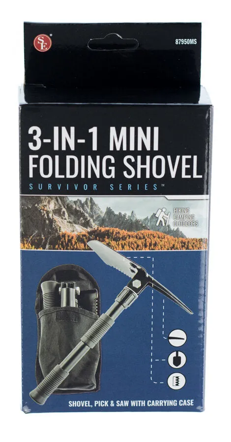 BJK 23" Premium Quality Black Tri-Fold Serrated Shovel w Carry Case
