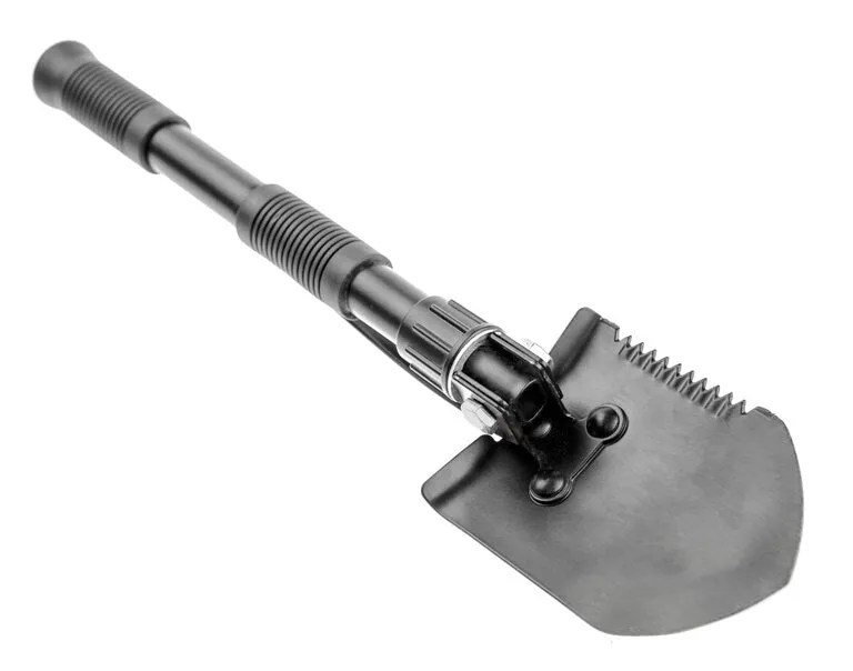 BJK 23" Premium Quality Black Tri-Fold Serrated Shovel w Carry Case