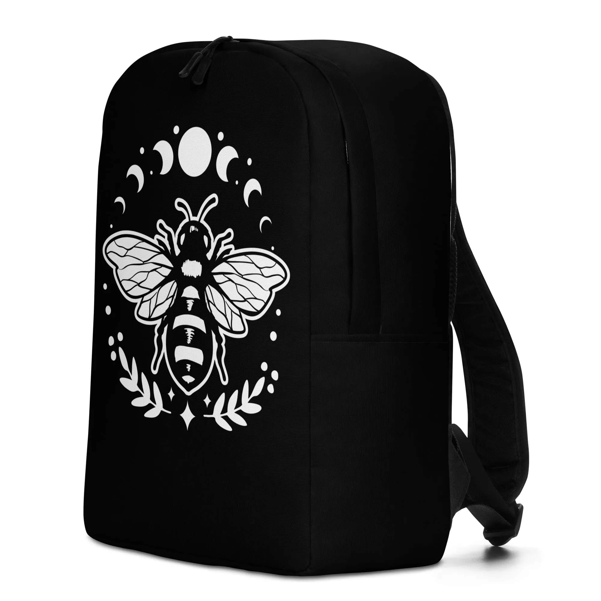 Black Celestial Bee Moon Phases Minimalist Backpack