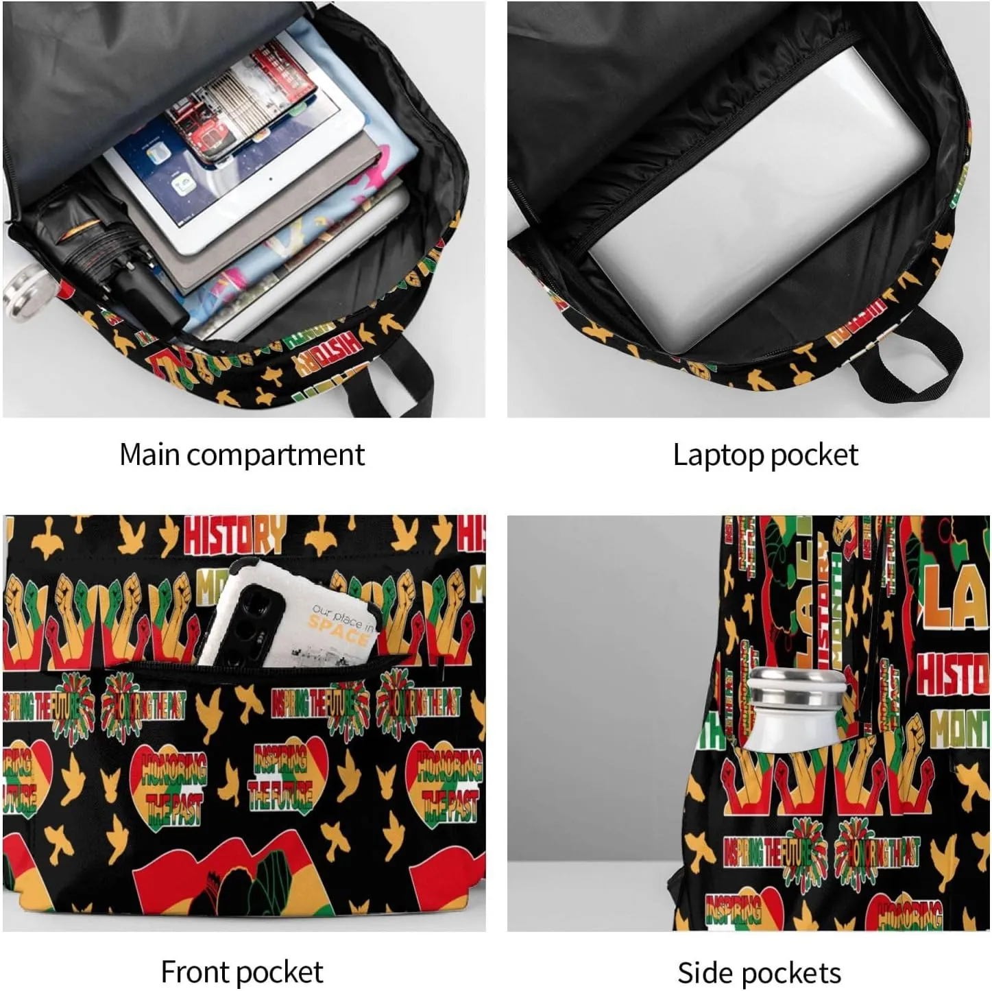 Black History Month Pride Celebrate Gifts Backpack Casual Laptop Backpack Large Capacity Double Shoulder Bag Travel Daypack For Women Men