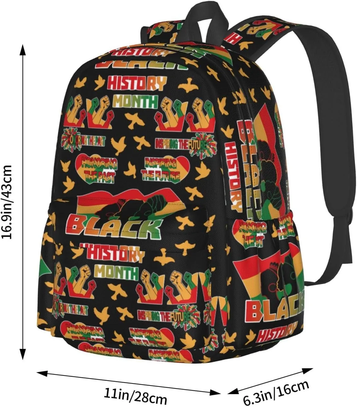 Black History Month Pride Celebrate Gifts Backpack Casual Laptop Backpack Large Capacity Double Shoulder Bag Travel Daypack For Women Men