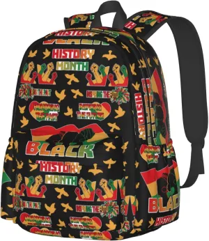 Black History Month Pride Celebrate Gifts Backpack Casual Laptop Backpack Large Capacity Double Shoulder Bag Travel Daypack For Women Men