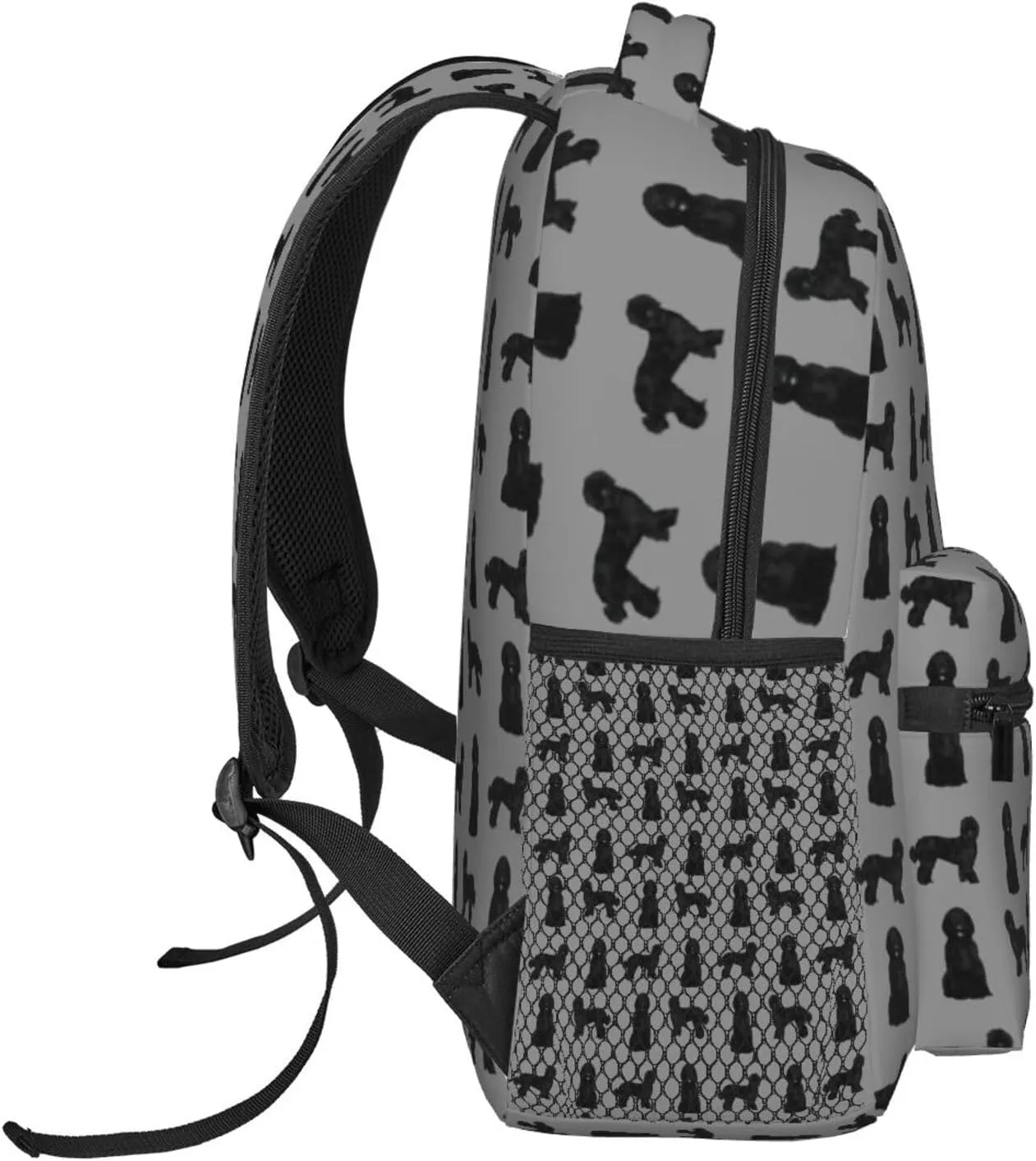 Black Labradoodle Dog Dog Breeds Doodle Dog White Backpack Laptop Backpack Sports Travel Shoulder bag Light casual backpack