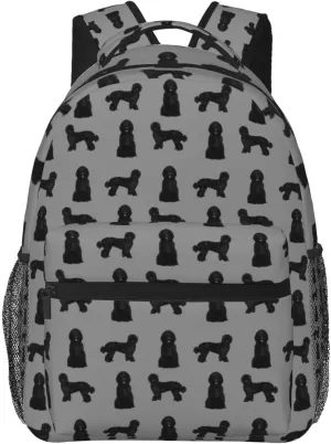 Black Labradoodle Dog Dog Breeds Doodle Dog White Backpack Laptop Backpack Sports Travel Shoulder bag Light casual backpack