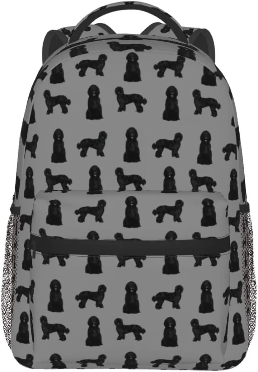 Black Labradoodle Dog Dog Breeds Doodle Dog White Backpack Laptop Backpack Sports Travel Shoulder bag Light casual backpack