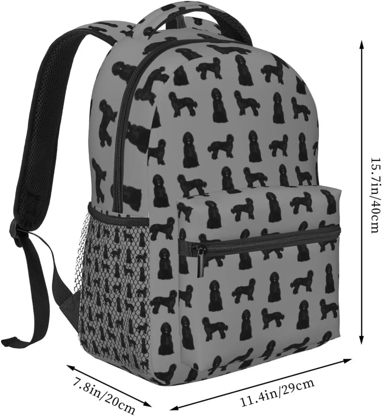 Black Labradoodle Dog Dog Breeds Doodle Dog White Backpack Laptop Backpack Sports Travel Shoulder bag Light casual backpack