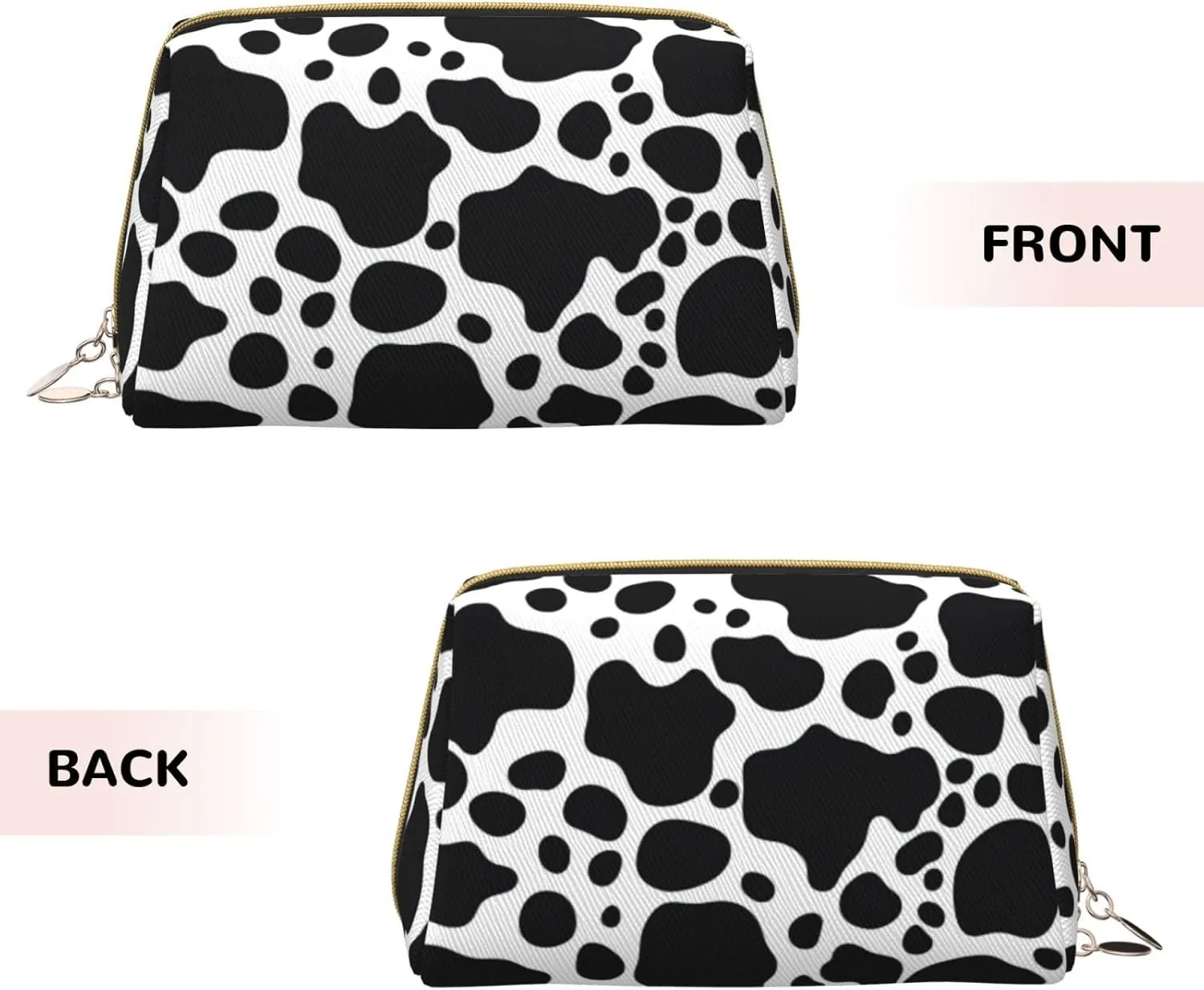Black White Cow Toiletry Pouch, Travel-Friendly Makeup Organizer For Makeup Brushes, Lipsticks
