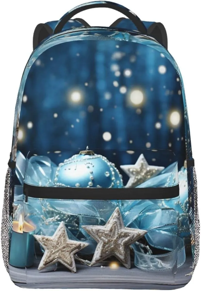 Blue christmas Backpack Laptop Backpack for Men Women Lightweight Backpack Rucksack Laptop Bag Daypack for Travel