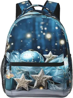 Blue christmas Backpack Laptop Backpack for Men Women Lightweight Backpack Rucksack Laptop Bag Daypack for Travel