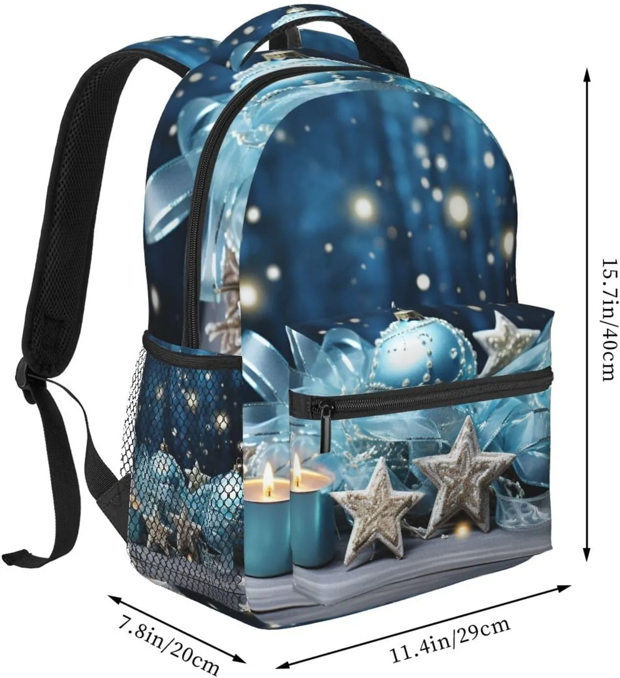 Blue christmas Backpack Laptop Backpack for Men Women Lightweight Backpack Rucksack Laptop Bag Daypack for Travel
