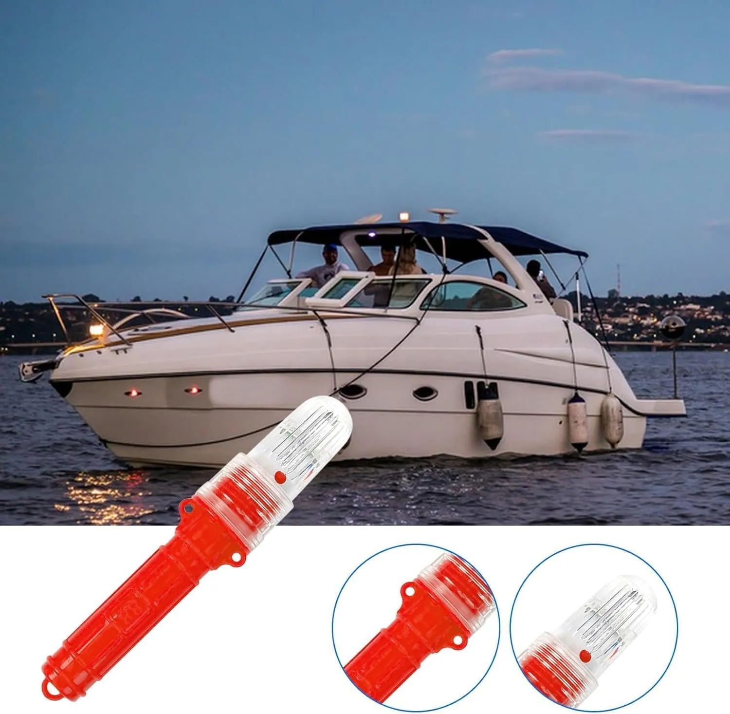 Boat Flares Coast Guard Approved Marine, Auto Intelligent Light Waterproof Emergency Flares for Fishing Nets, Emergency Safety Kit for Boating, Visual Distress Led Signals at Sea Fishing Boats (Red)