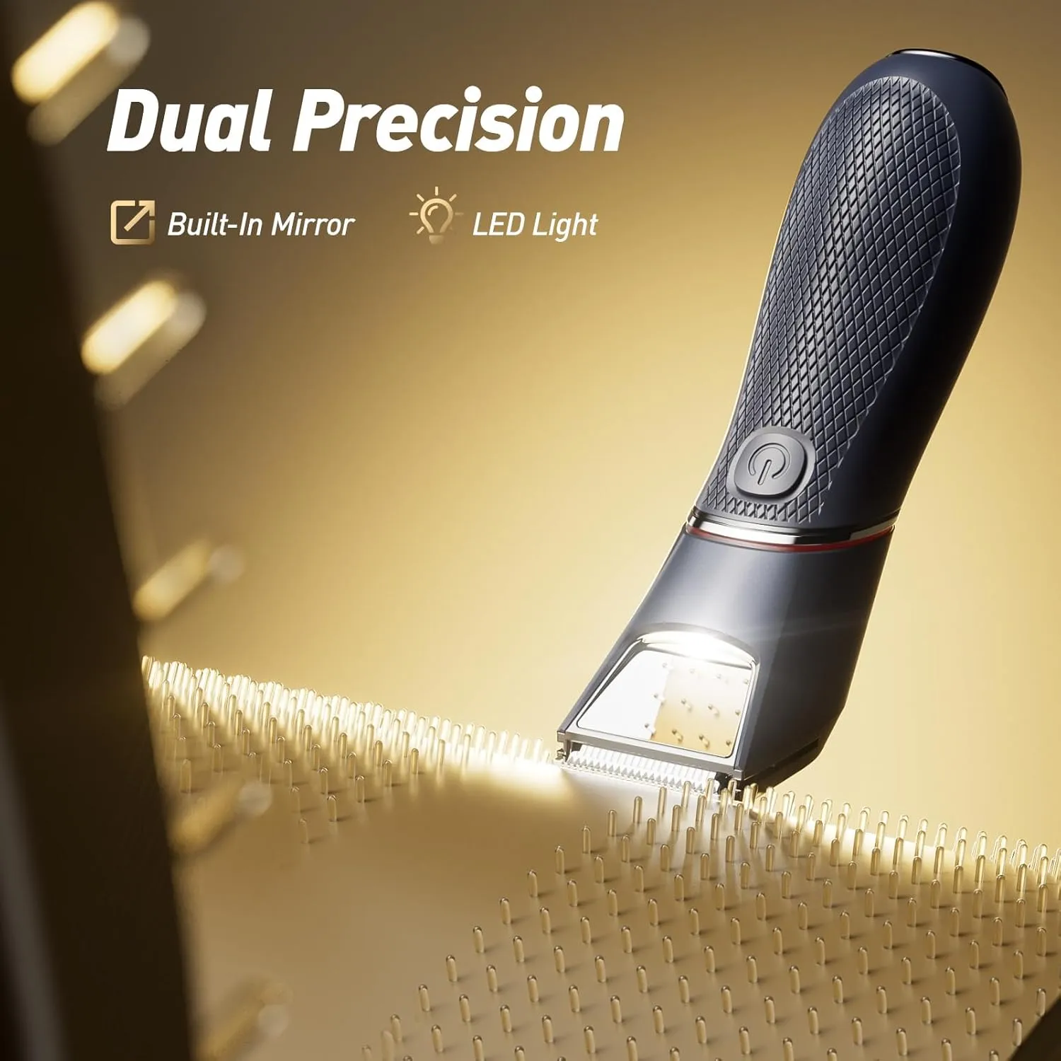 Body Hair Trimmer for Men: Pubic Hair Trimmer with Mirror & LED Light - Electric Ball Shavers with Ceramic Blades & Travel Lock - Body Groomer IPX7 Waterproof Wet/Dry Use for Groin/Chest/Legs