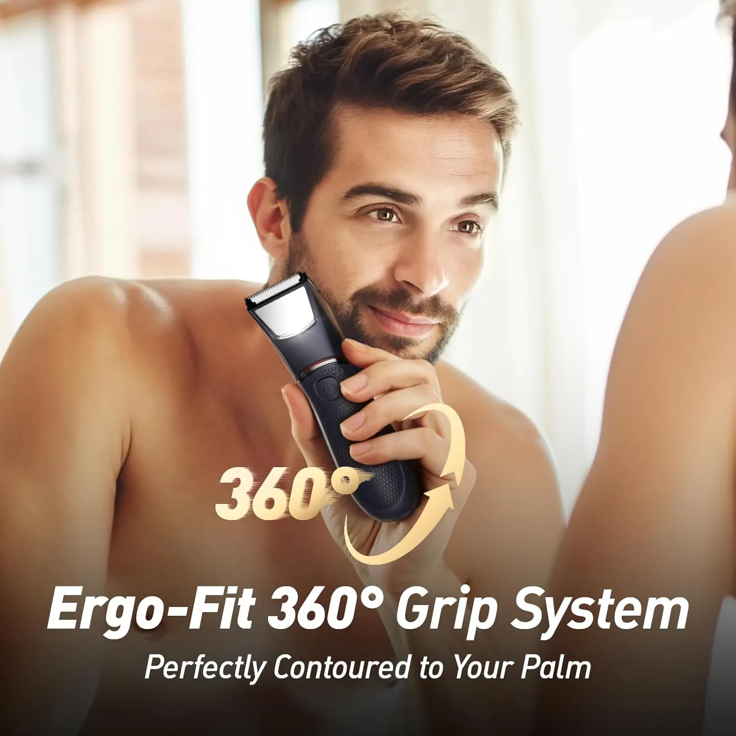 Body Hair Trimmer for Men: Pubic Hair Trimmer with Mirror & LED Light - Electric Ball Shavers with Ceramic Blades & Travel Lock - Body Groomer IPX7 Waterproof Wet/Dry Use for Groin/Chest/Legs