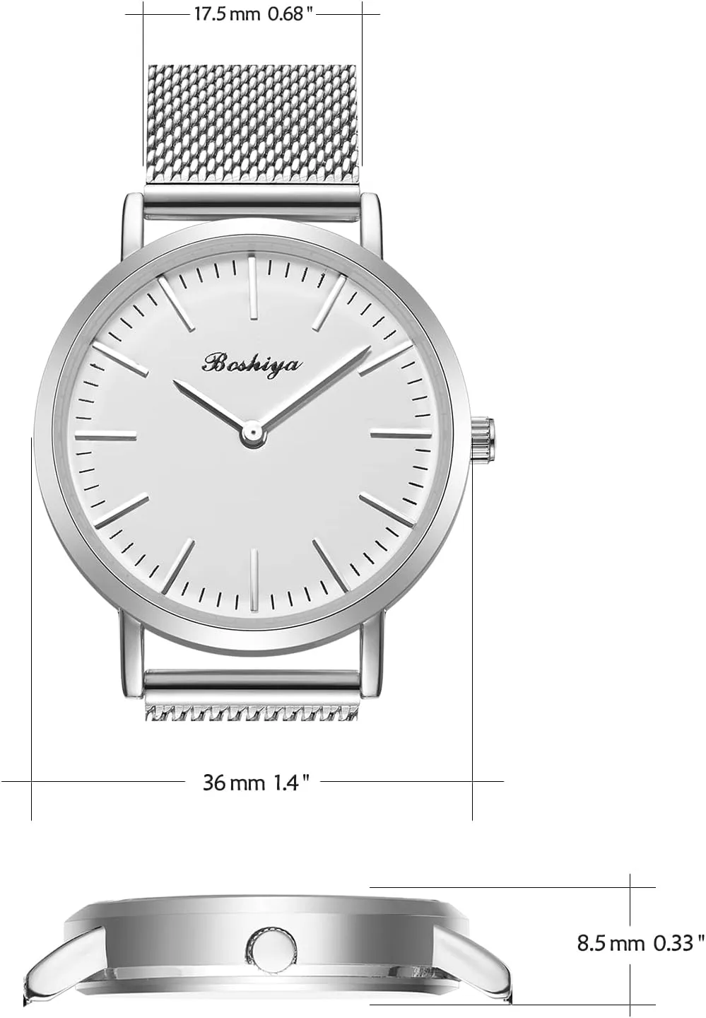 BOSHIYA Watches for Women Easy Reader 30mm Stainless Steel Expansion Band Sliver Gold Ladies Small Wrist Watch…