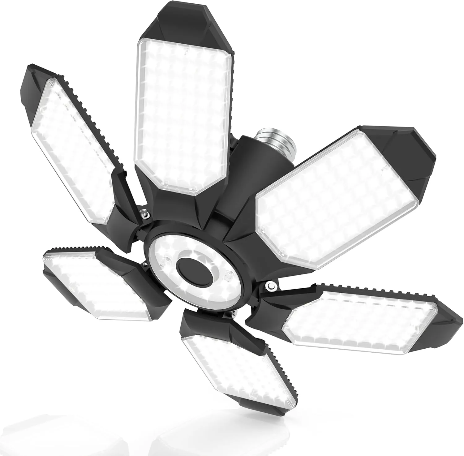 BRAINIAC LED Garage Light Bulbs 100W with 6 Adjustable Panels, E26/E27 Screw in Deformable Garage Ceiling Light Led for Warehouse Corridor Stadium