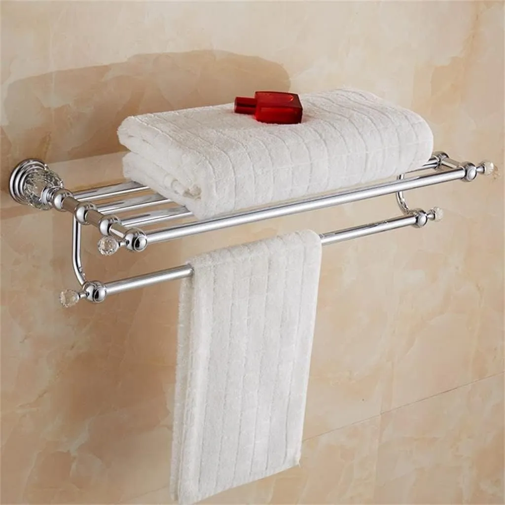Brass Shower Rack Toilet Paper Holder Silver Crystal Wall Mount Towel Bar Toilet Brush Holder Bathroom Hardware Accessories Set!(D)