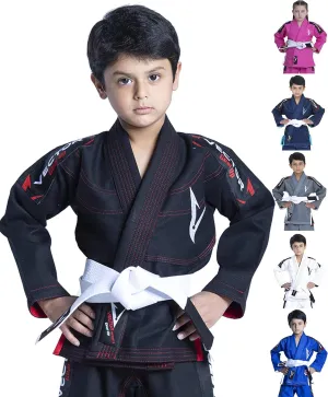 Brazilian BJJ Gi Jiu Jitsu Gi for Child Kids Gi Uniform Durable Pant & Jacket 100% Cotton with Free Belt
