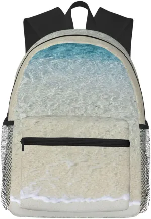 BREAUX Clear Sea Water White Sand Beach print Lightweight Comfortable Backpack for Men Women, Durability Laptop Daypack, Travel bag ﻿