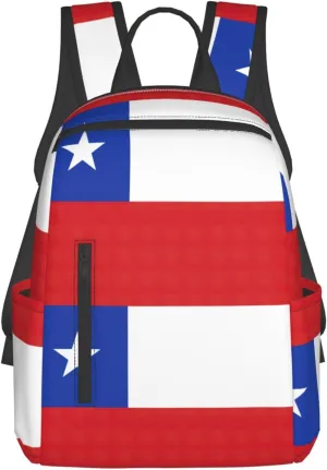 BREAUX Flag of Chile Lightweight Backpack Travel Shoulder Bag Laptop Backpack High Density Twill Composite Fabric