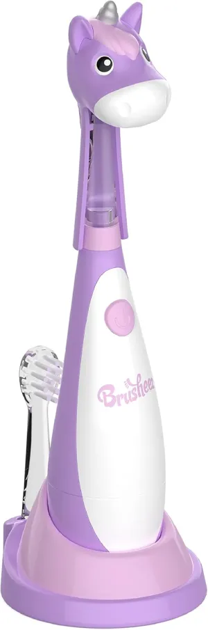 Brusheez Little Toddlers’ Sonic Toothbrush - Safe & Gentle Toothbrush for Ages 1-3 with Built-in, Light-Up 2-Minute Timer, Extra Brush Head, & Storage Base for First-Time Brushers (Lucky The Unicorn)