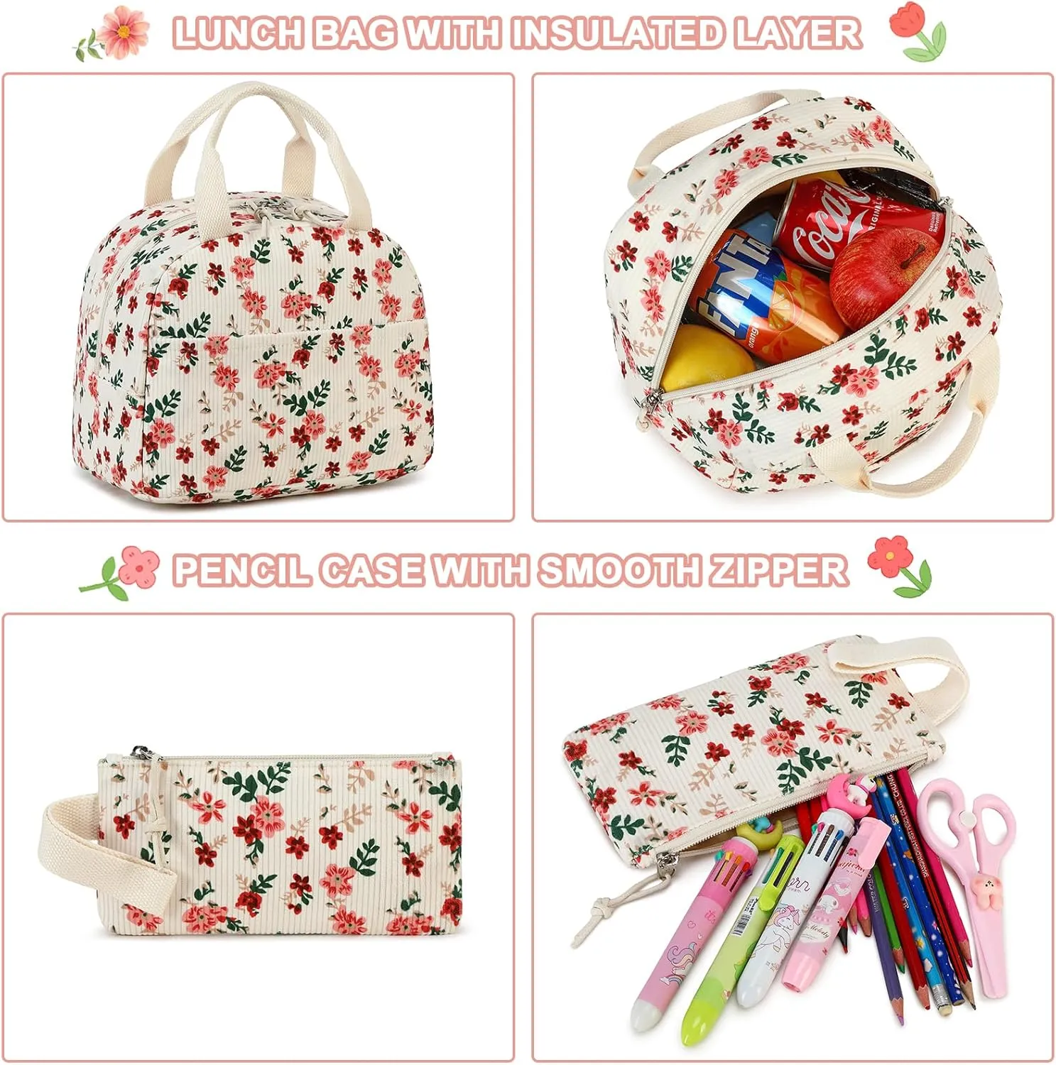 BTOOP School Backpacks for Teen Girls Bookbags Lightweight Kids Backpack School Bags Set with Lunch Box Pencil Case