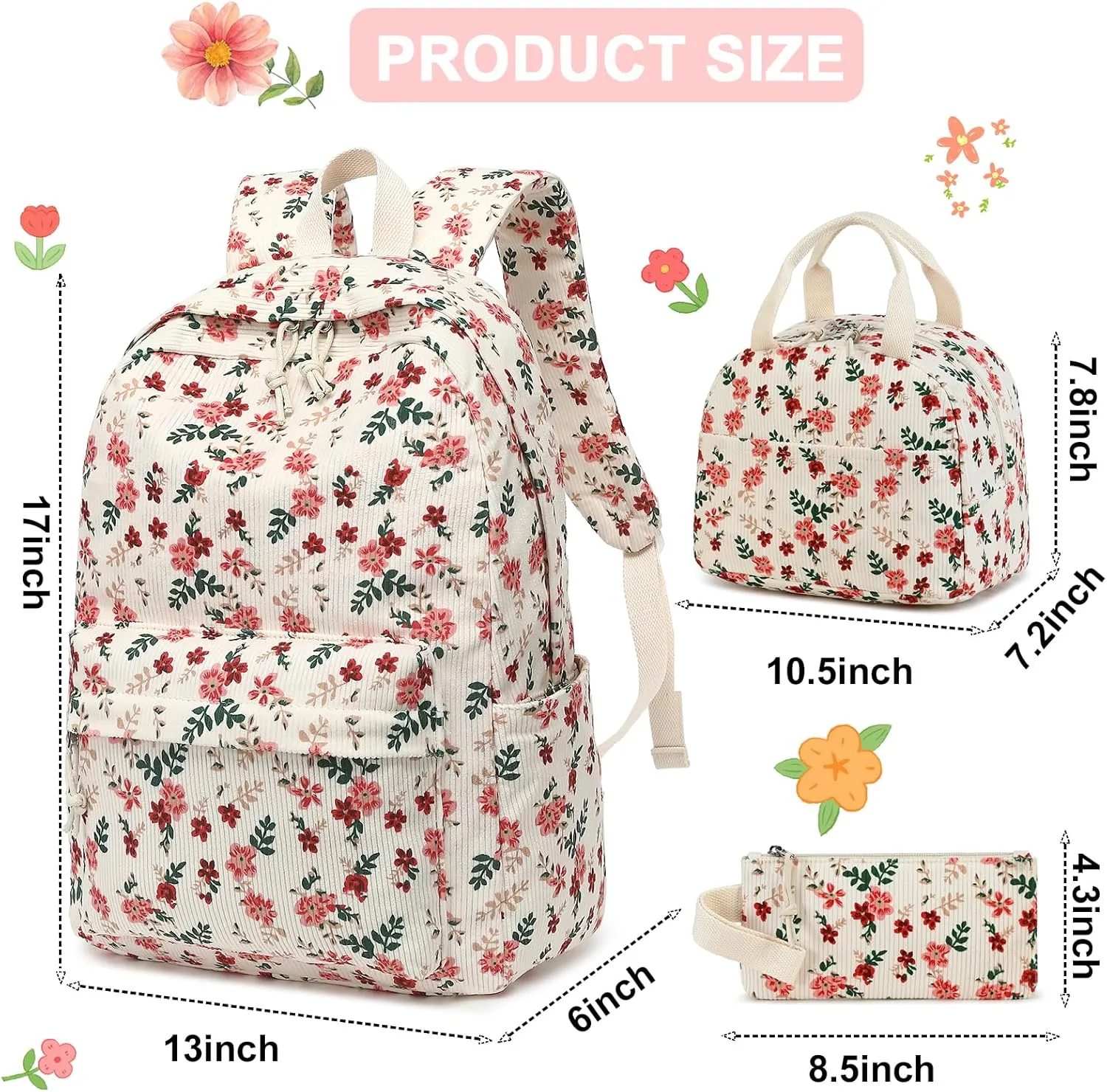 BTOOP School Backpacks for Teen Girls Bookbags Lightweight Kids Backpack School Bags Set with Lunch Box Pencil Case