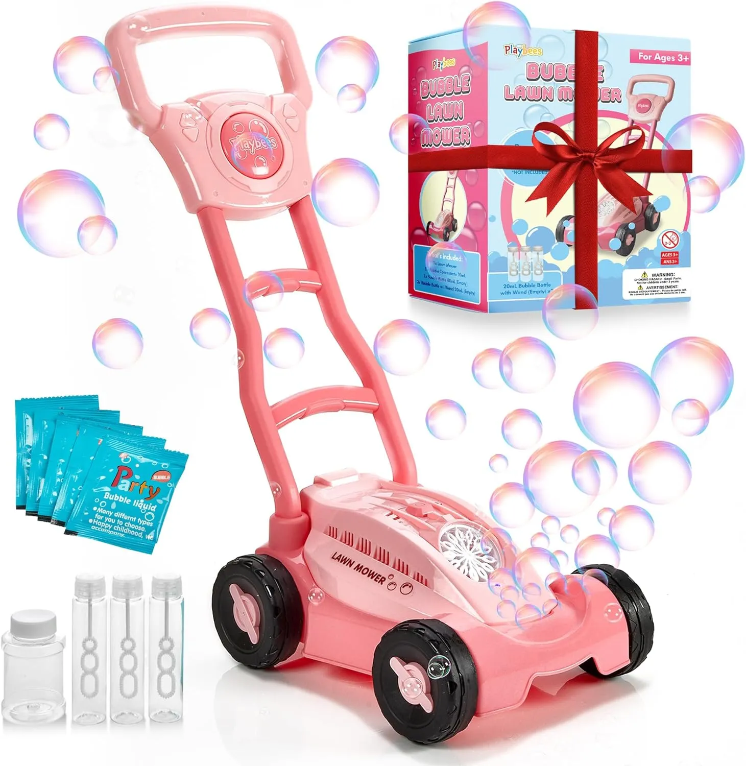 Bubble Lawn Mower for Toddlers 1 2 3 , 1 Year Old Girl Gift First Birthday, 2 Year Old Kids Bubble Machine Indoor Outdoor Push Gardening Backyard Toys Preschool Age