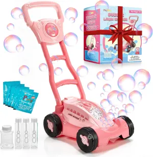 Bubble Lawn Mower for Toddlers 1 2 3 , 1 Year Old Girl Gift First Birthday, 2 Year Old Kids Bubble Machine Indoor Outdoor Push Gardening Backyard Toys Preschool Age