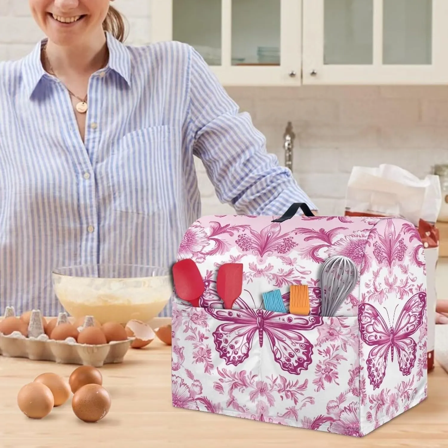 Butterfly Design Stand Mixer Cover Tilt-Head Mixer Cover Waterproof Aid Mixers Dust Covers for Kitchen Appliance Accessories Protect Case Storage Bag,Easy to Clean