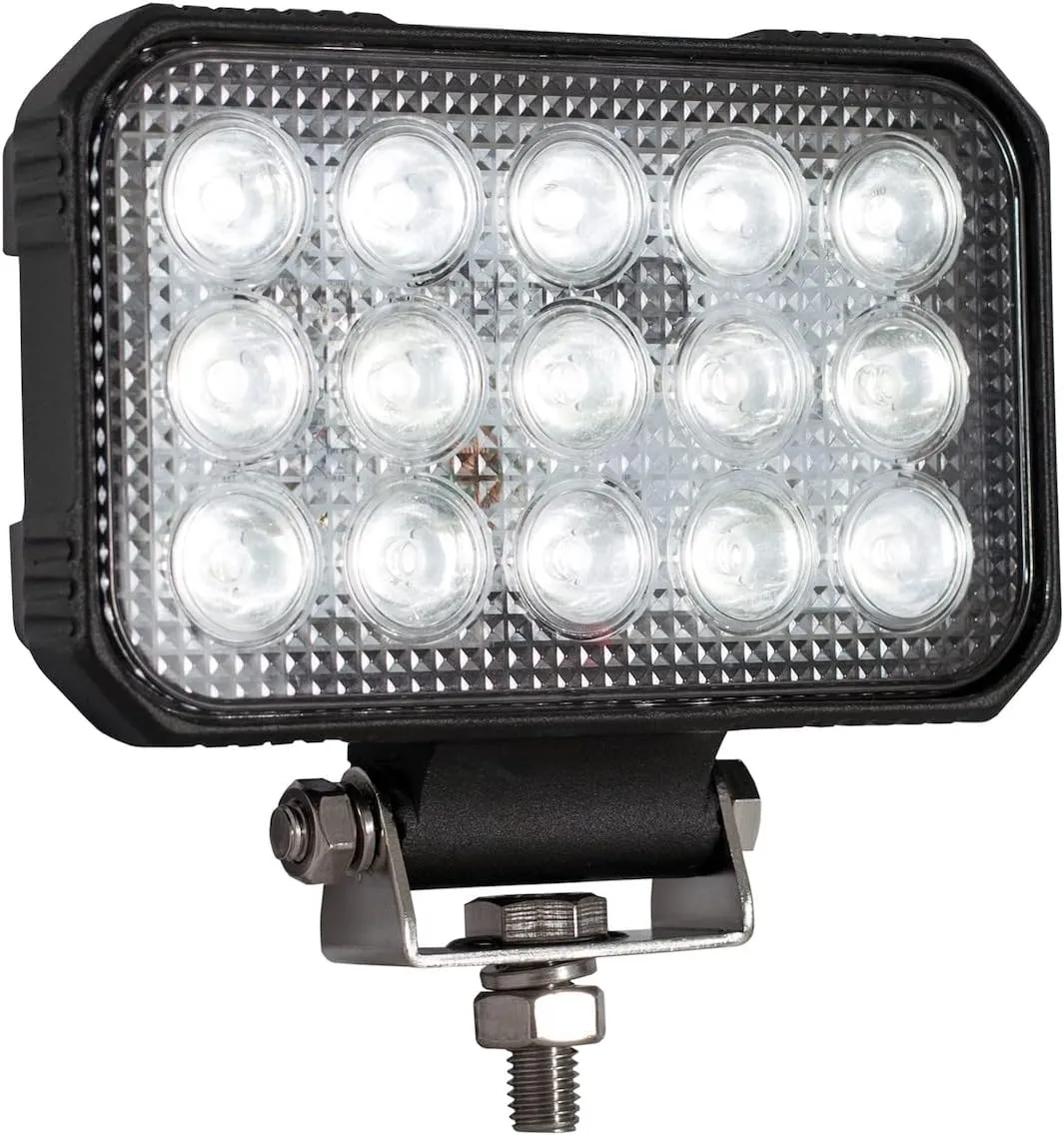 Buyers Products 1492290 Ultra Bright 6" Rectangular Clear LED Spot Light, 15 LEDs, 4,050 Lumens, Blunt Cut Connection w/Stud Mount, LED Lights for Trucks, Trailers, ATVs, Salt Spreaders & More