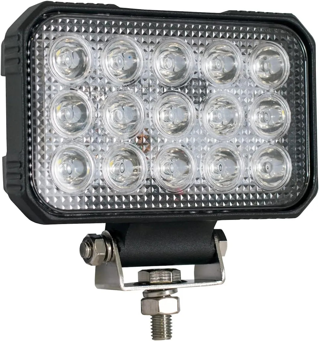 Buyers Products 1492290 Ultra Bright 6" Rectangular Clear LED Spot Light, 15 LEDs, 4,050 Lumens, Blunt Cut Connection w/Stud Mount, LED Lights for Trucks, Trailers, ATVs, Salt Spreaders & More