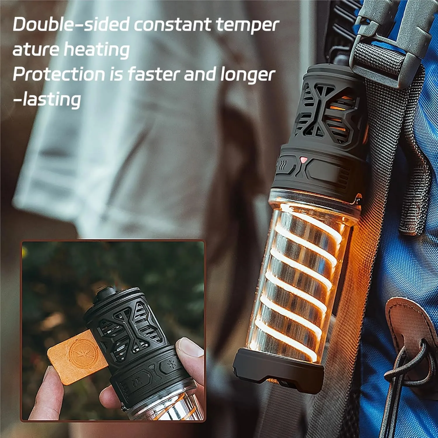 Buzz Defense Portable, BuzzDefense Portable Integrated Camping Light, IPX5 Waterproof Emergency Light with Tripod, 3000mAh Powerful Battery, Five Adjustable Levels, for Indoor,Outdoor,Picnic (2*Green)