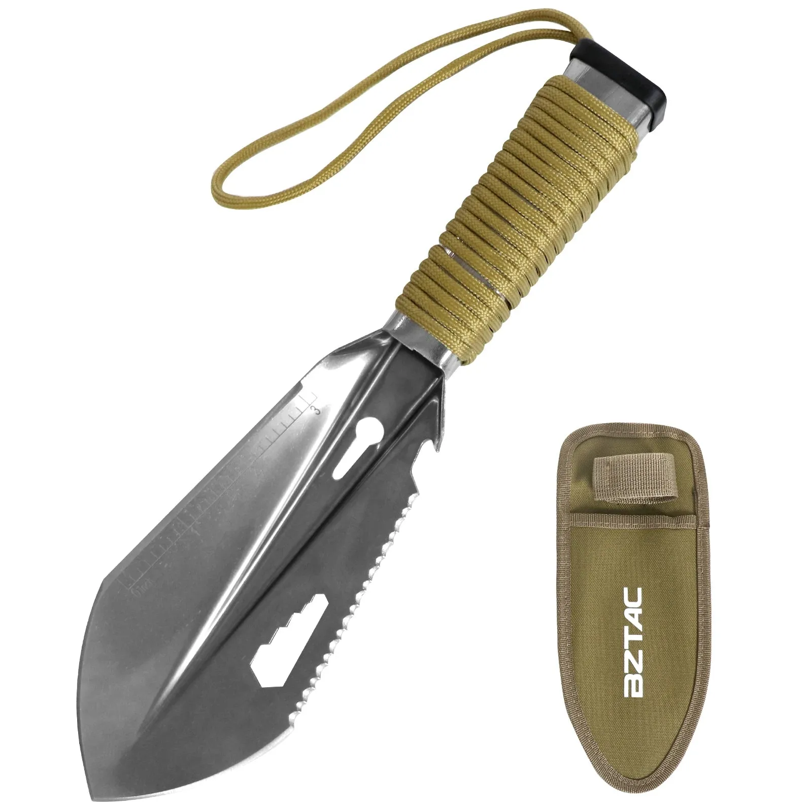 BZTAC Stainless Steel Camping Trowel – Multifunction Outdoor Shovel with Pouch